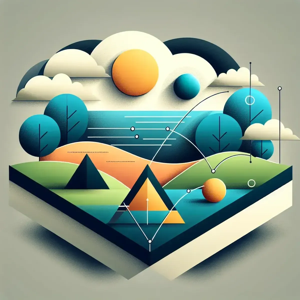 Simple three-shape landscape demo result